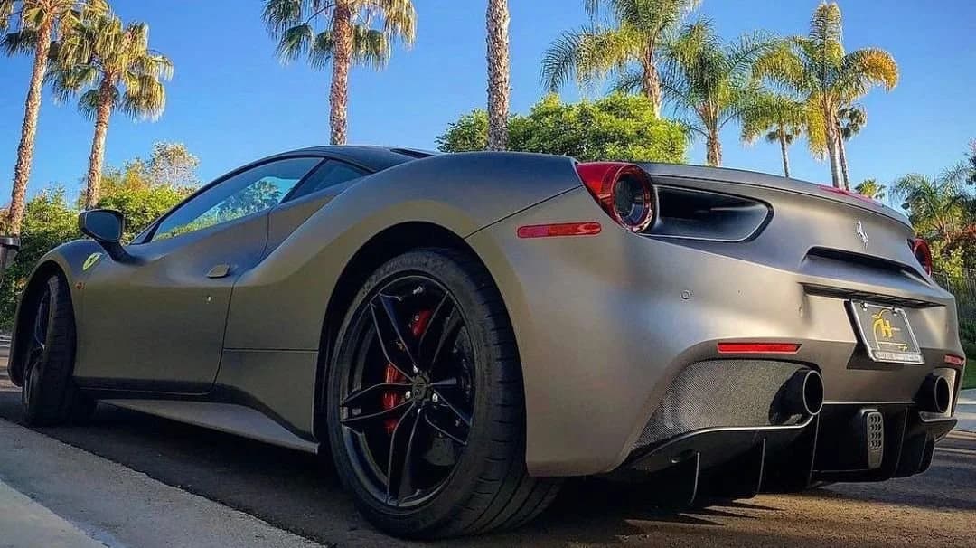 Ferrari 488 GTB Dark Satin Grey Wrap & Wheel Color Package — Ferrari 488 GTB